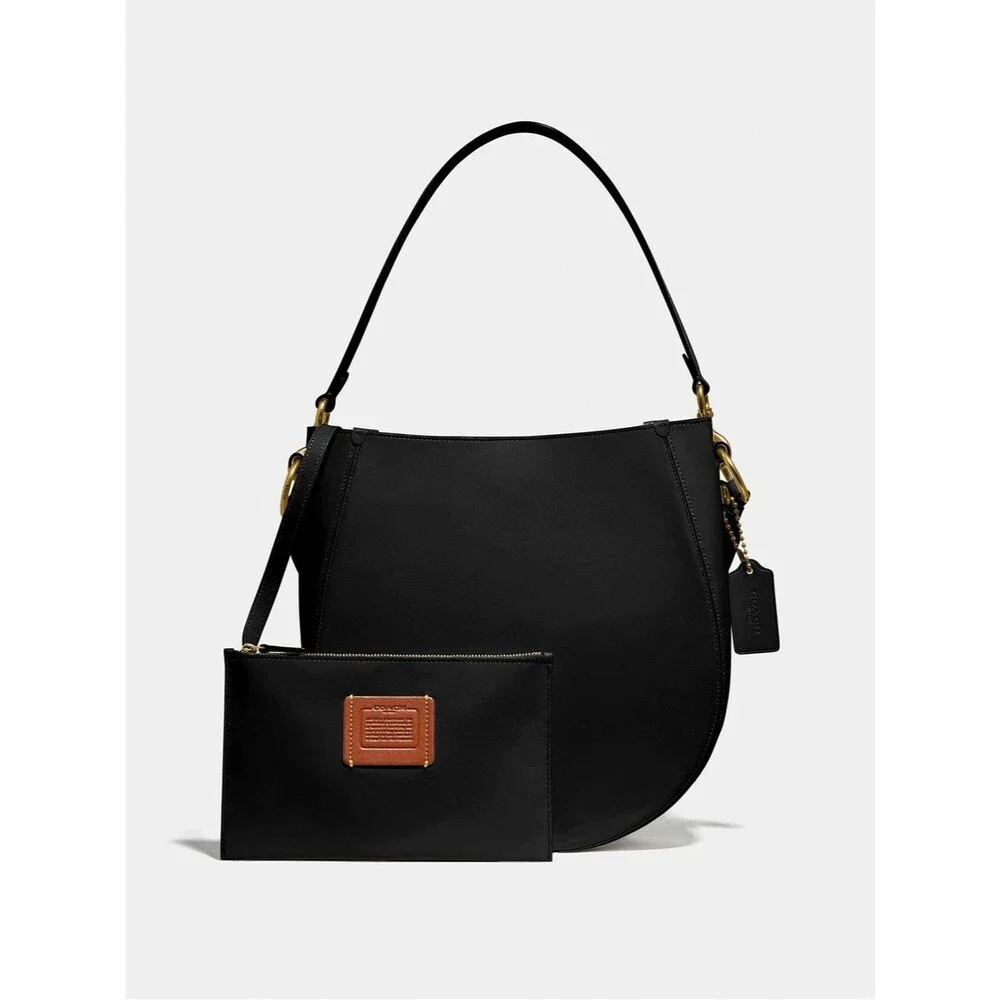 NWT Coach Maddy Hobo Glovetanned Leather Black Crossbody Bag with Pouch 88344
